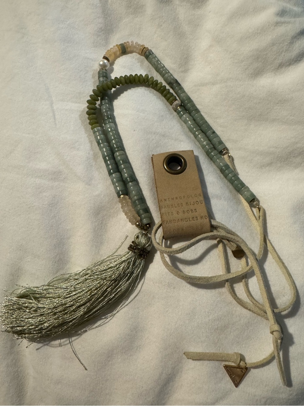 Anthropologie Layered Beaded Tassel Necklace